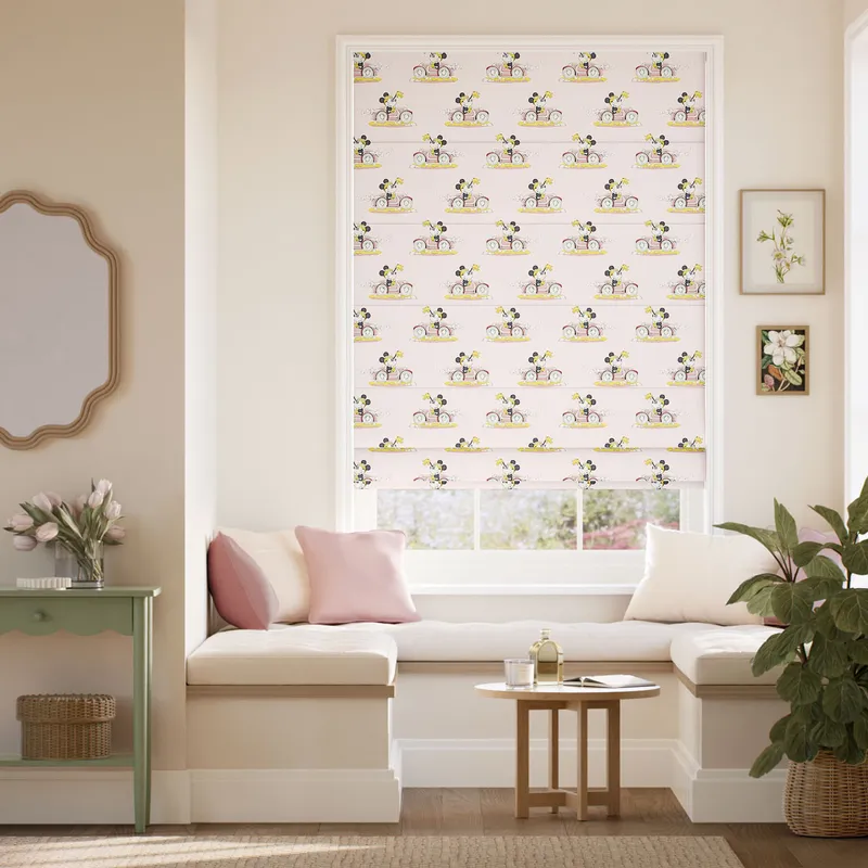 Minnie On The Move Blush Roman Blind