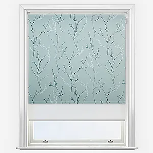 Willow Morning Mist & White Double Roller Blind