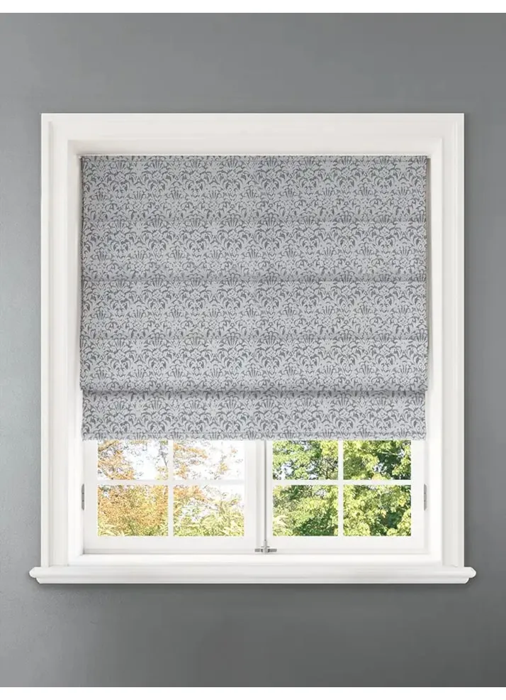 Opulent Slate Damask Roman Blind