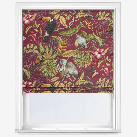 Rainforest Cranberry Roman Blind
