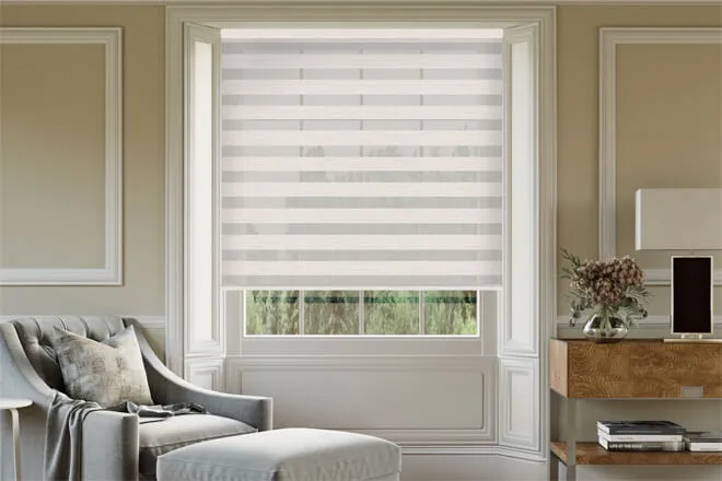 Austin Ivory Jacquard Day And Night Blind With Matching Box Weave