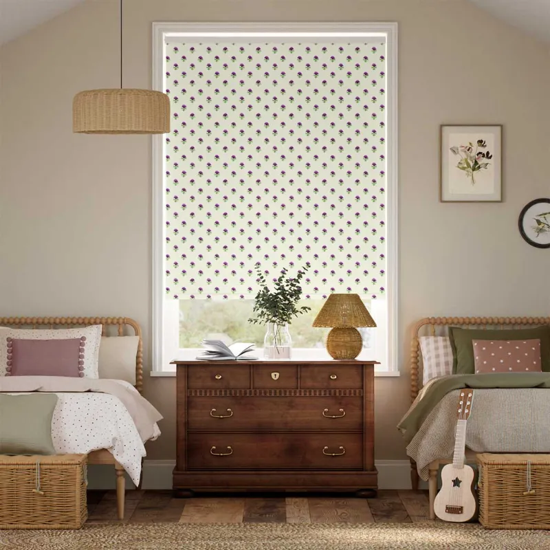 Indian Summer Flowers Plum & Purple Roller Blind