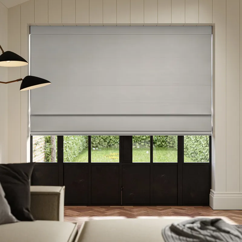 Ante Decor Virtus No Joins Soft Dim Out Made To Measure Roman Blind Steel