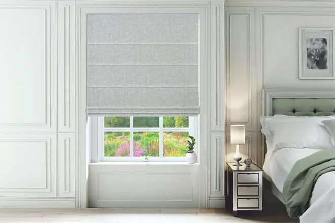 Collodi Light Grey - Herringbone Woven Roman Blind