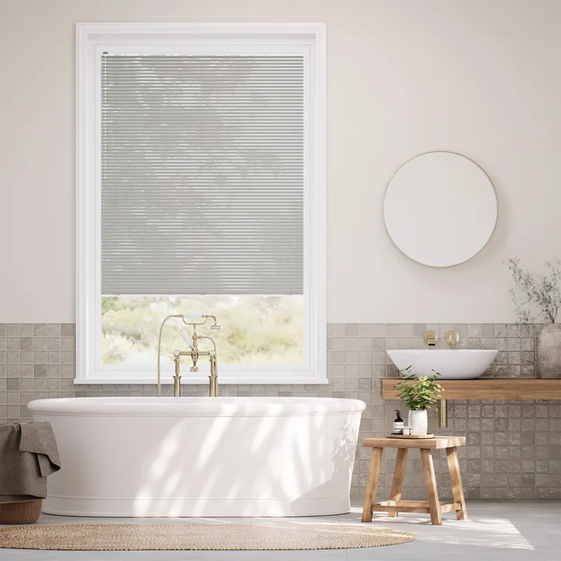 Perfect Fit L-shaped Oscar Matte Light Grey Venetian Blind - 25mm Slat