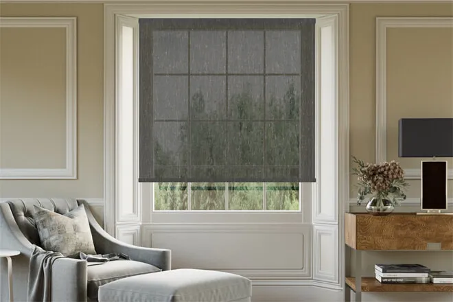 Glow Charcoal - Textured Sheer Voile Roller Blind