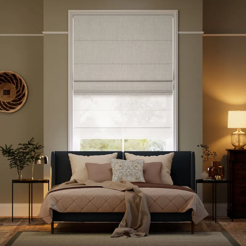 Electric Peyton Cool Stone & Cloud White Double Roman Blind
