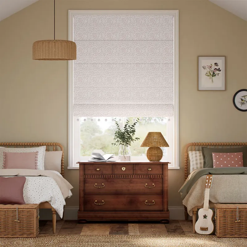 Flower Block Pom-pom Blush Roman Blind