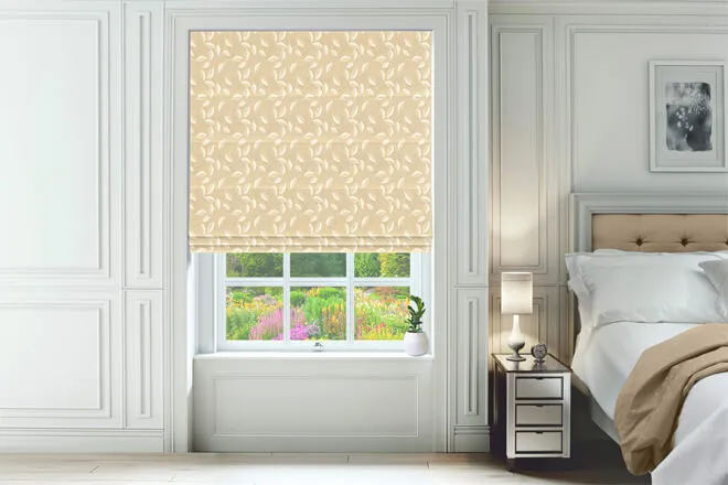 Streisand Gold - Floral Patterned Roman Blind