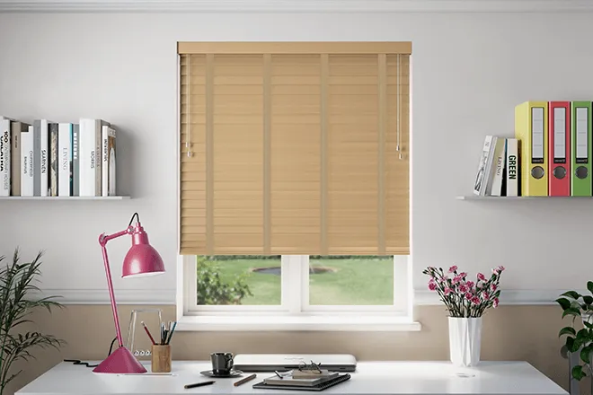 Morgan 50 Birch - 50mm Slat Wooden Blind Hessian Tape