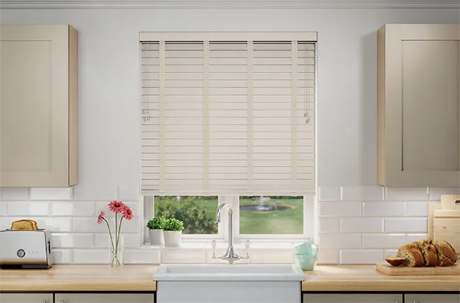 Nordic Dove Fine Grain - Faux Wooden Blind Oyster Tapes
