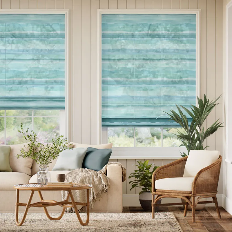 Drift Voile Aqua Roman Blind