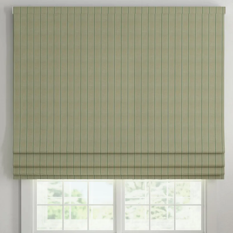 Ante Decor Latham Printed Cotton Stripe Made To Measure Roman Blind Green