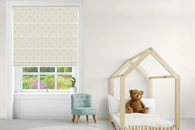 Sophie Allport Hearts Duck Egg - Designer Roman Blind