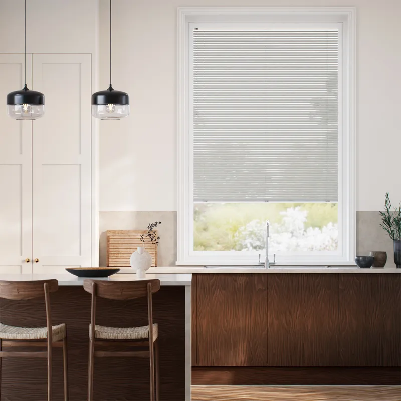 Perfect Fit L-shaped Studio Pebble Grey Venetian Blind - 25mm Slat