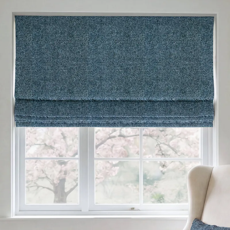 Ante Decor Nymans Boucle Made To Measure Roman Blind Deep Blue