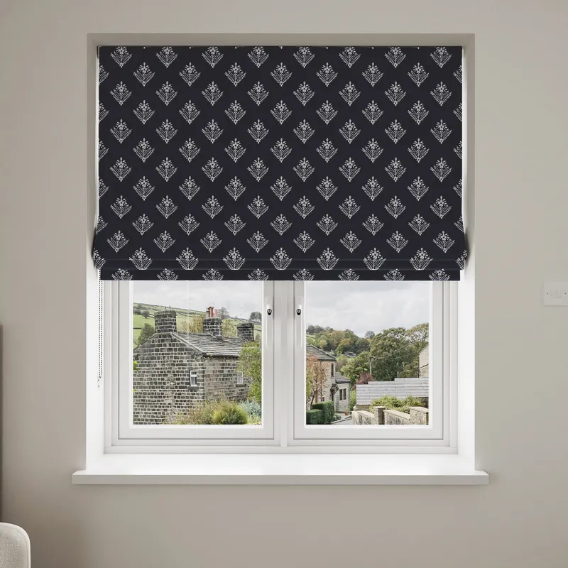 Laura Ashley Lady Fern Embroidery French Navy Blinds Uk