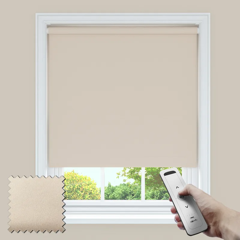 Slumber Blackout Light Grey Somfy Powered Roller Blinds
