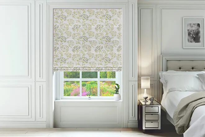 Salerno Green - Floral Pattern Roman Blind