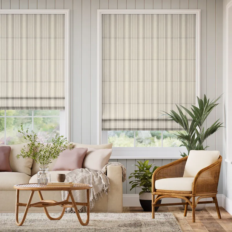 Cadence Stripe Grey Sky Roman Blind