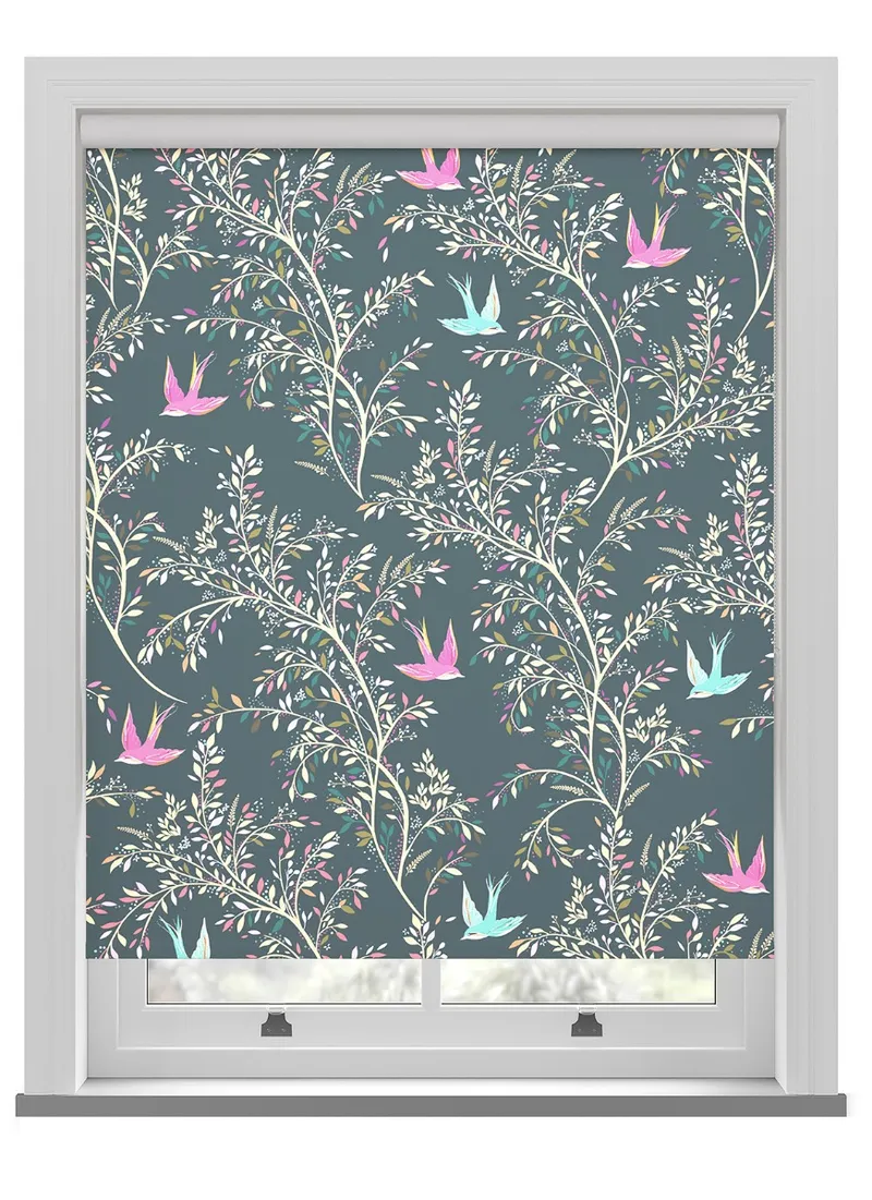 Sara Miller Swallows Forest Green Roller Blind