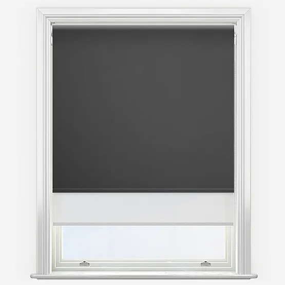 Double Roller Carnival Blackout Anthracite & White Double Roller Blind