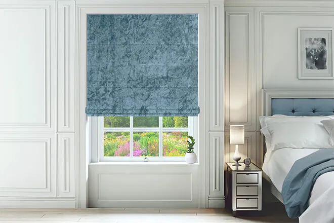 Constance Aqua - Luxury Crushed Velvet Roman Blind