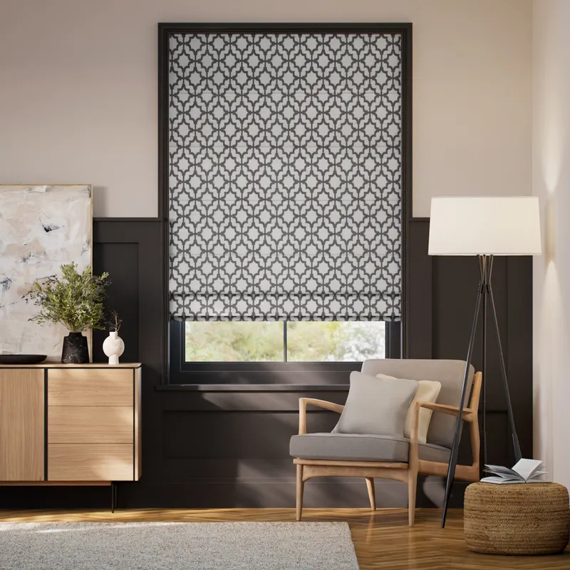 Lattice Charcoal Roman Blind