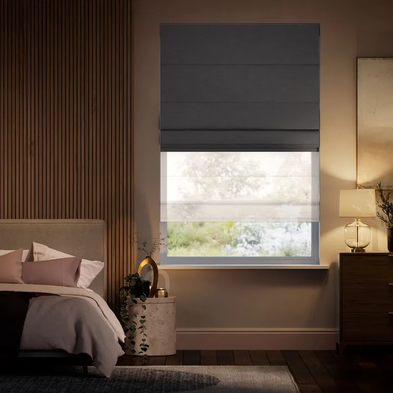 Electric Dalton Urban Grey & Frost Double Roman Blind