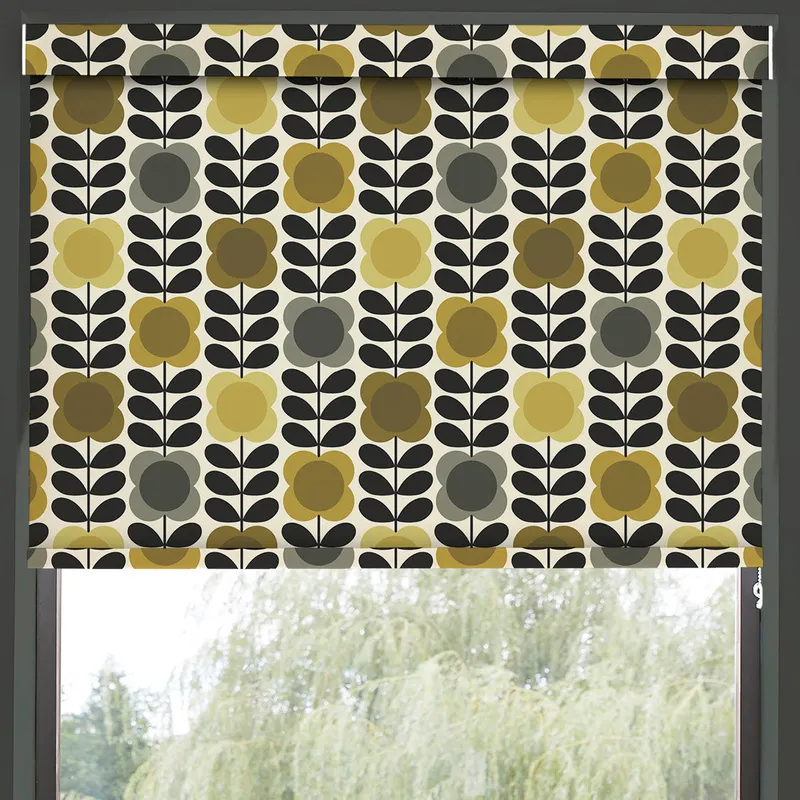 Orla Kiely Spot Flower Stem Translucent Made To Measure Roller Blind Yellow Grey