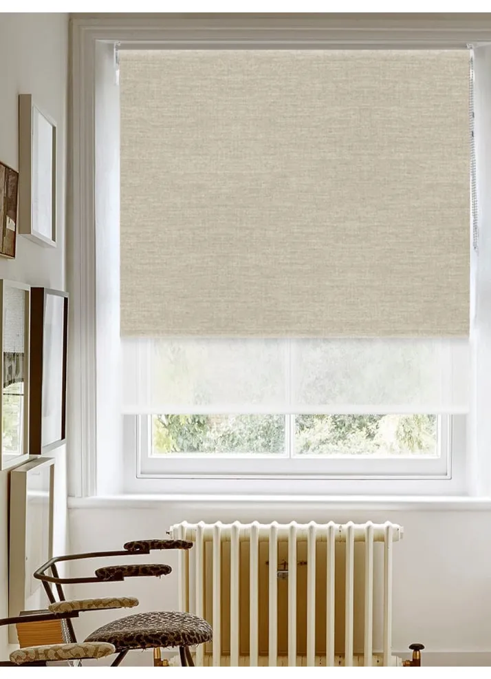 Blackout Grey Linen And Sheer White Double Roller Blind