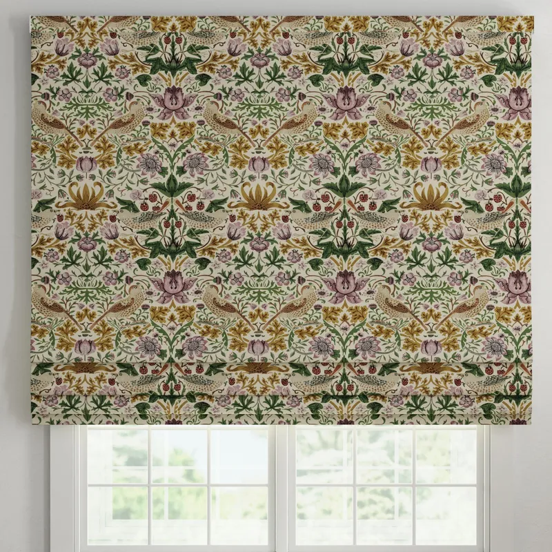 Ante Decor Strawberry Thief Printed Cotton Made To Measure Roman Blind Orchid