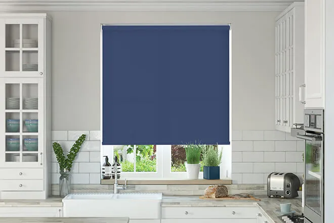 Nevada Cobalt Blue - Moisture Resistant Roller Blind