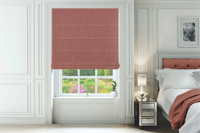 Taormina Dark Coral - Luxury Soft Touch Roman Blind