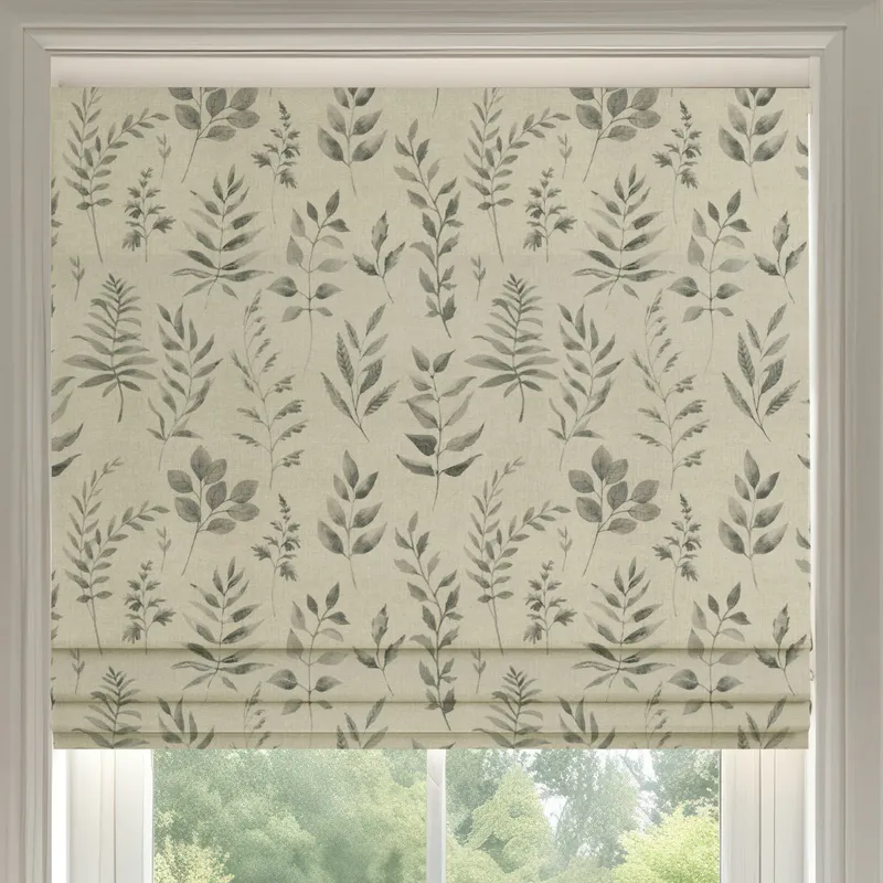 Ante Decor Willow Printed Cotton Made To Measure Roman Blind French Grey