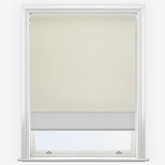 Double Roller Fusion Blackout White & Grey Double Roller Blind