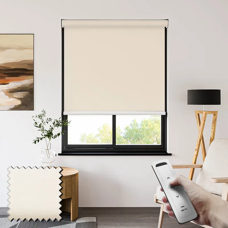 Sueno Blackout Fine Cream Somfy Battery Powered Roller Shades