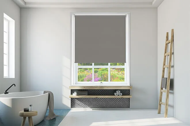 Nicole Granite Grey - Waterproof Blackout Roller Blind