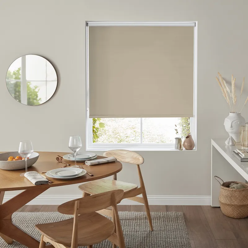 Insta Fit No Drill Iris Blackout Beige Roller Blinds - Fit In 30 Secs