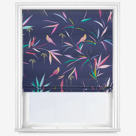 Sara Miller Bamboo Smokey Blue Roman Blind