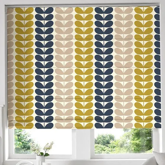 Orla Kiely Trio Stem Made To Measure Roman Blind Ochre