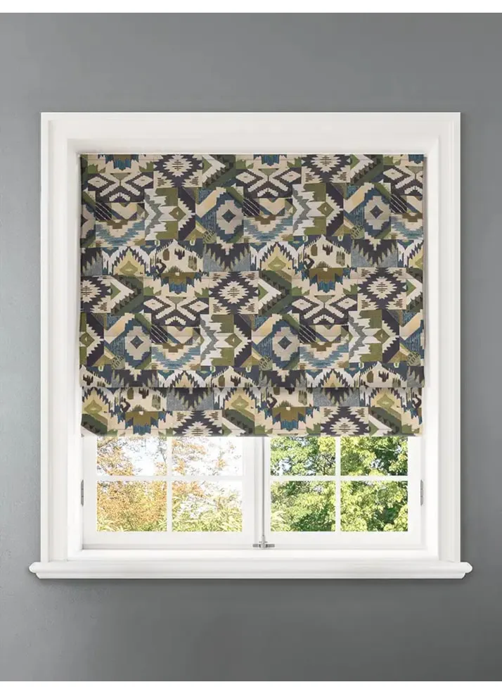 Sullivan Jade Ikat Pattern Roman Blind