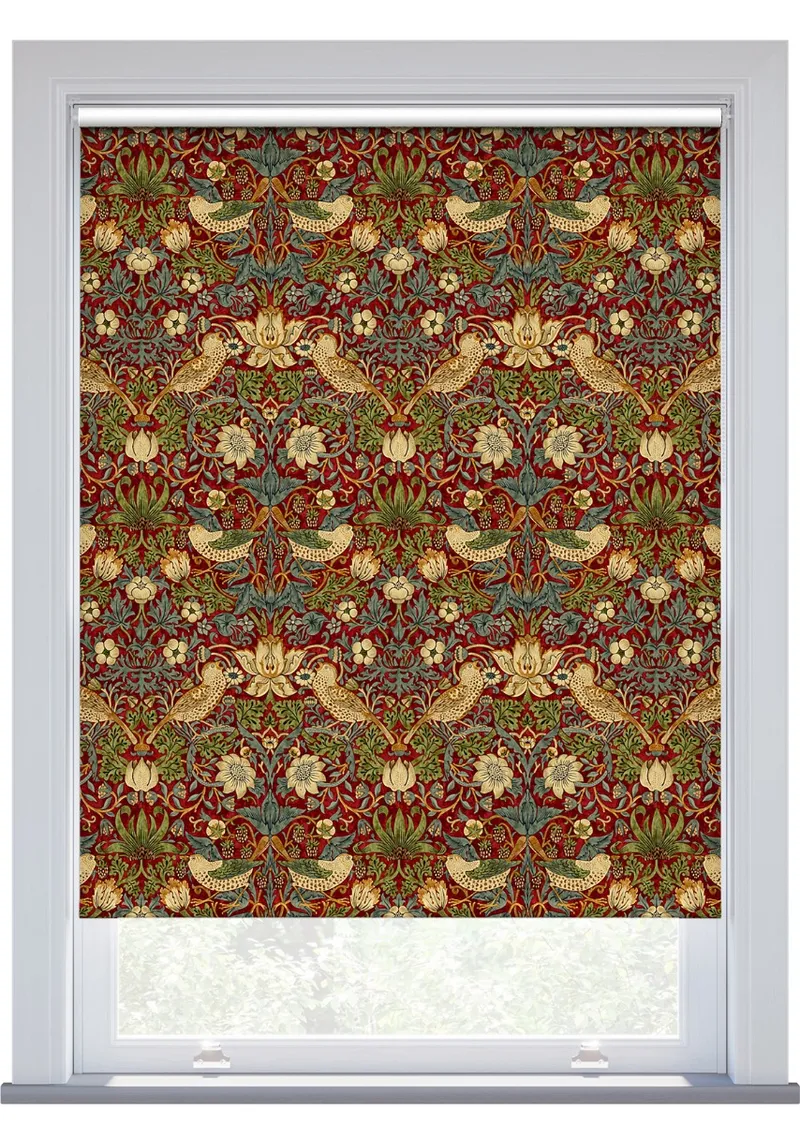 Morris & Co Strawberry Thief Crimson Roller Blind