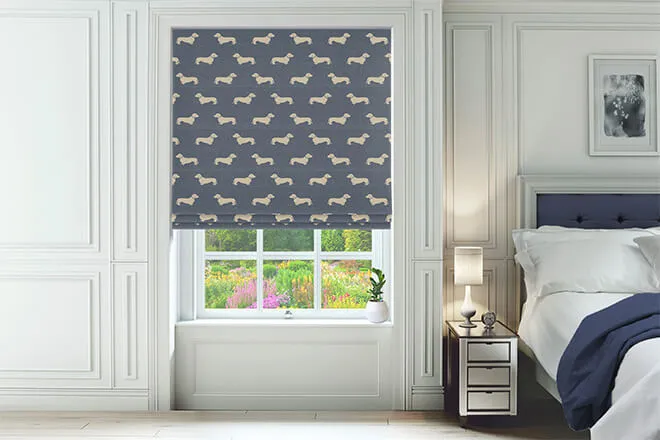 Emily Bond Peggy Indigo - Designer Roman Blind