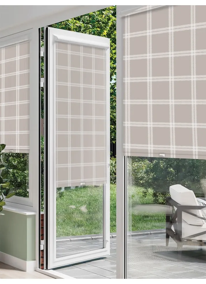 Herringbone Check Taupe Perfect Fit® Roller Blind