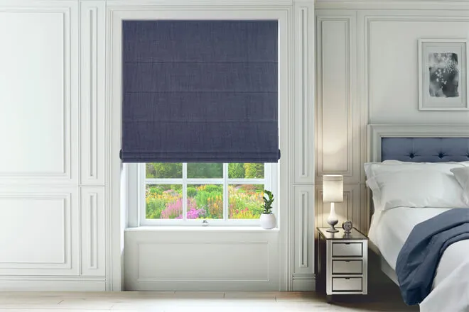 Taormina Blue - Luxury Soft Touch Roman Blind