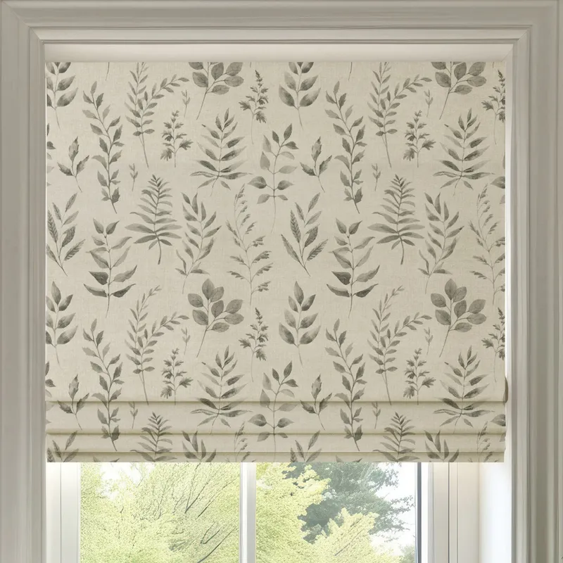 Ante Decor Willow Printed Cotton Made To Measure Roman Blind French Grey