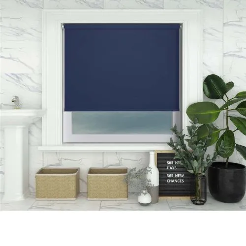 Shower Safe Navy Cordless Roller Blind