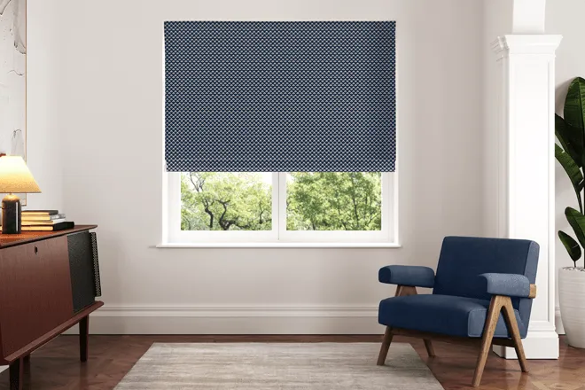 Ted Baker Palm Geo Navy - Designer Roman Blind