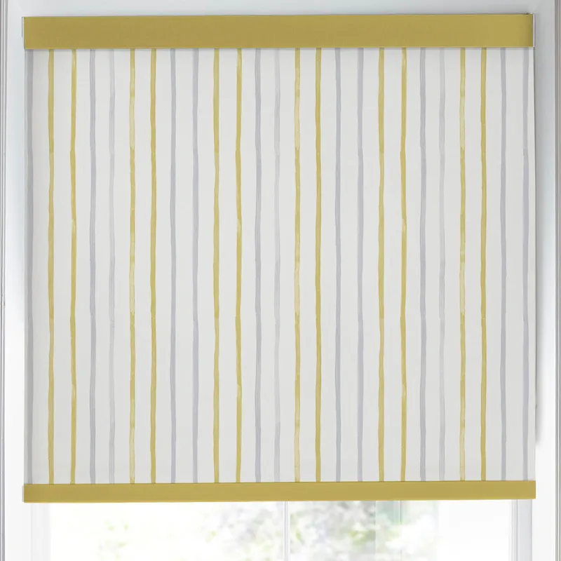 Laura Ashley Painterly Stripe Made To Measure Blackout Roller Blind Yellow